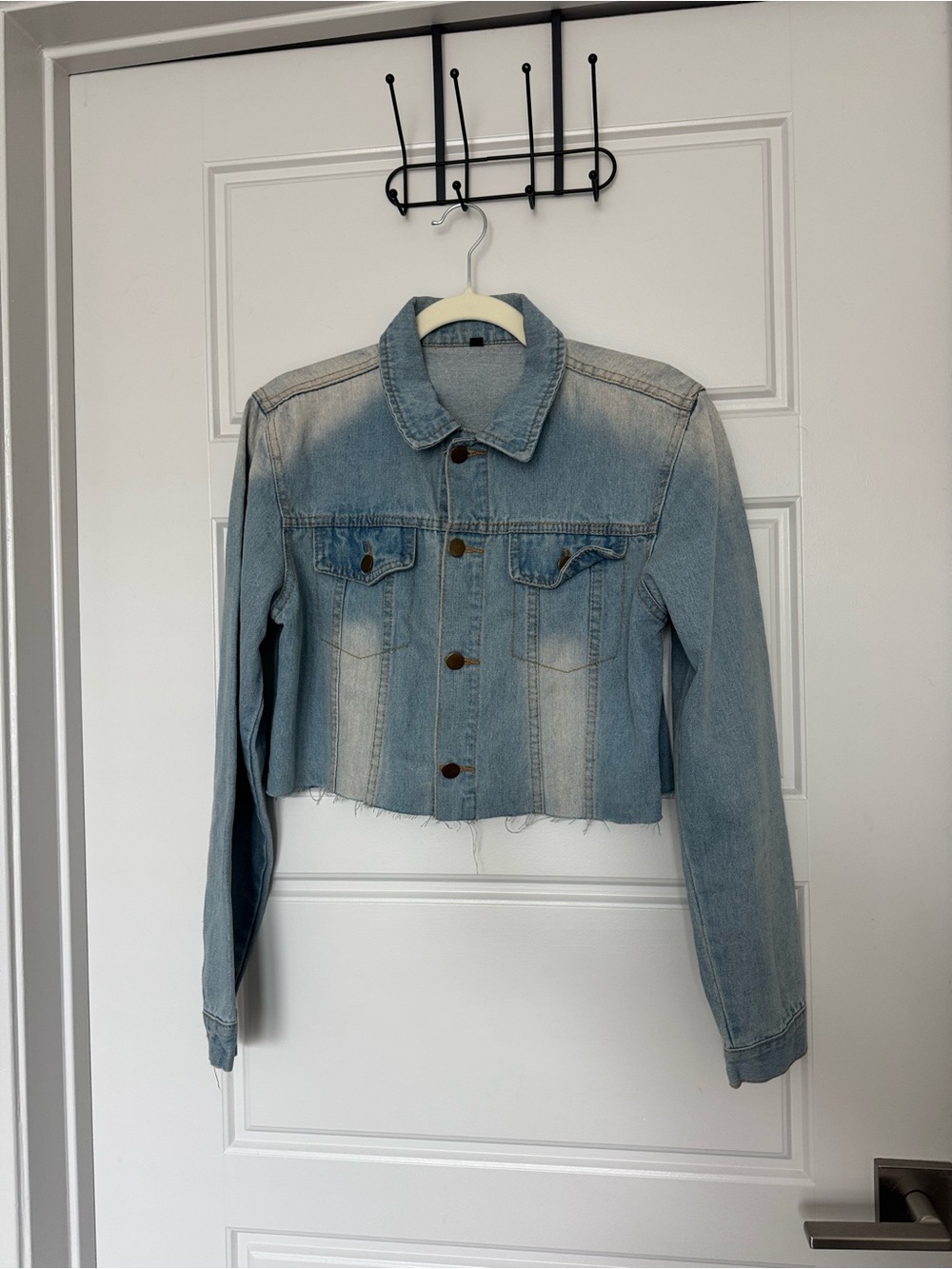 Light Blue Cropped Denim Jacket - Women